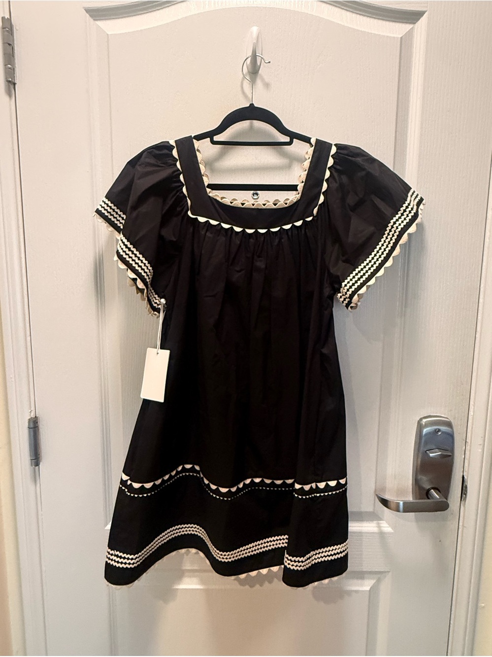 Maude Club Saylor Black Poplin Mini Dress Ruffle Trim Detail NWT Size S NWT - Picture 4 of 5
